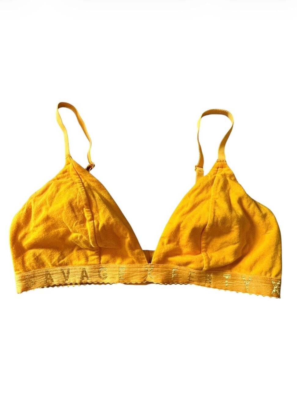Savage X Fenty Logo-Trim Unlined Triangle Bralette in Mustard Yellow